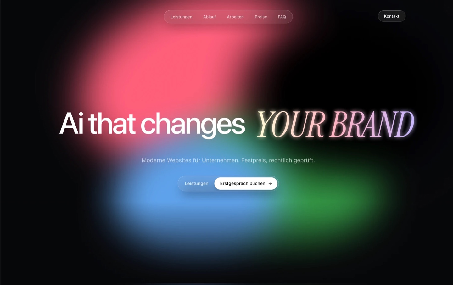 Startseite der Website Your Brand
