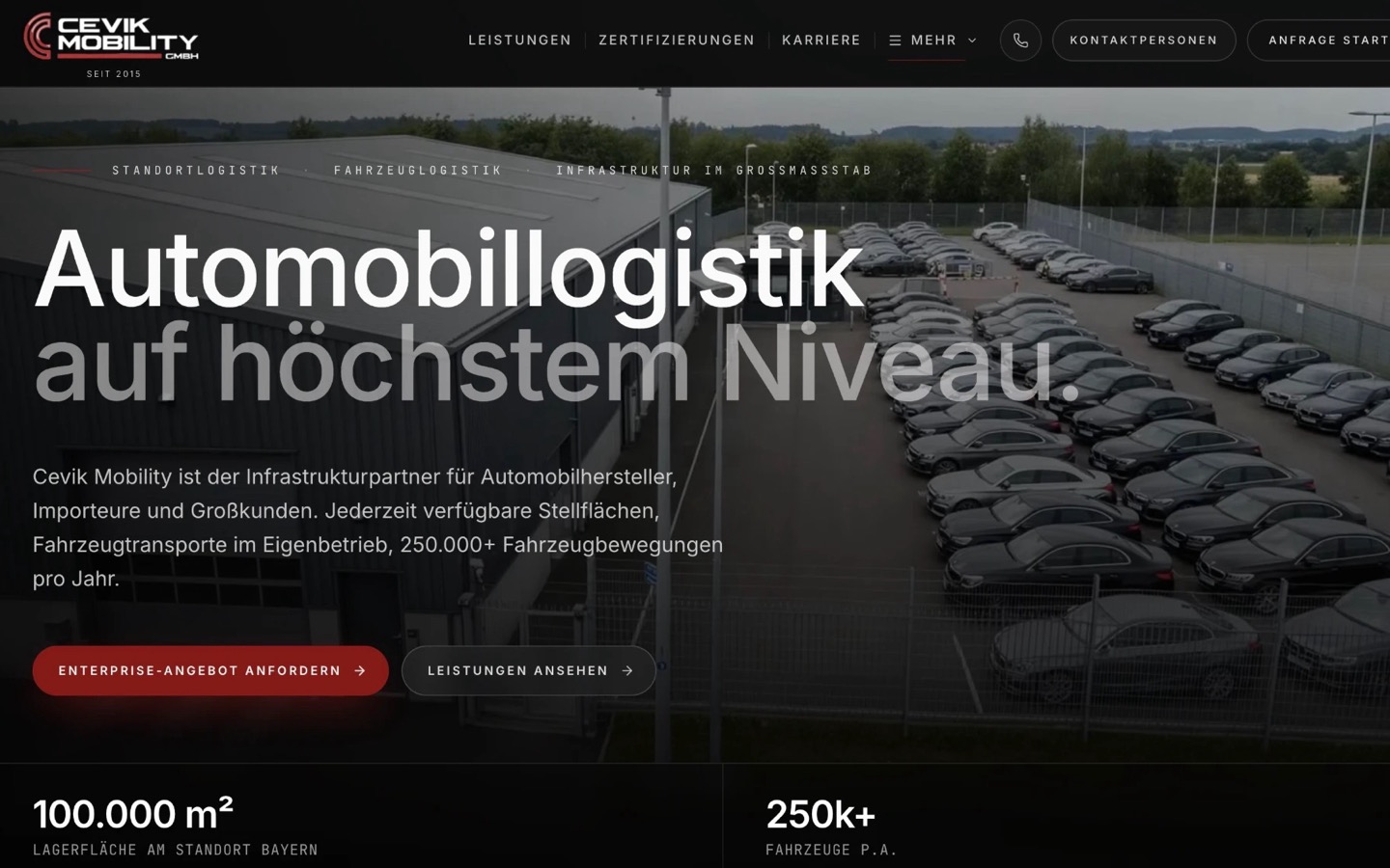 Startseite der Website Cevik Mobility