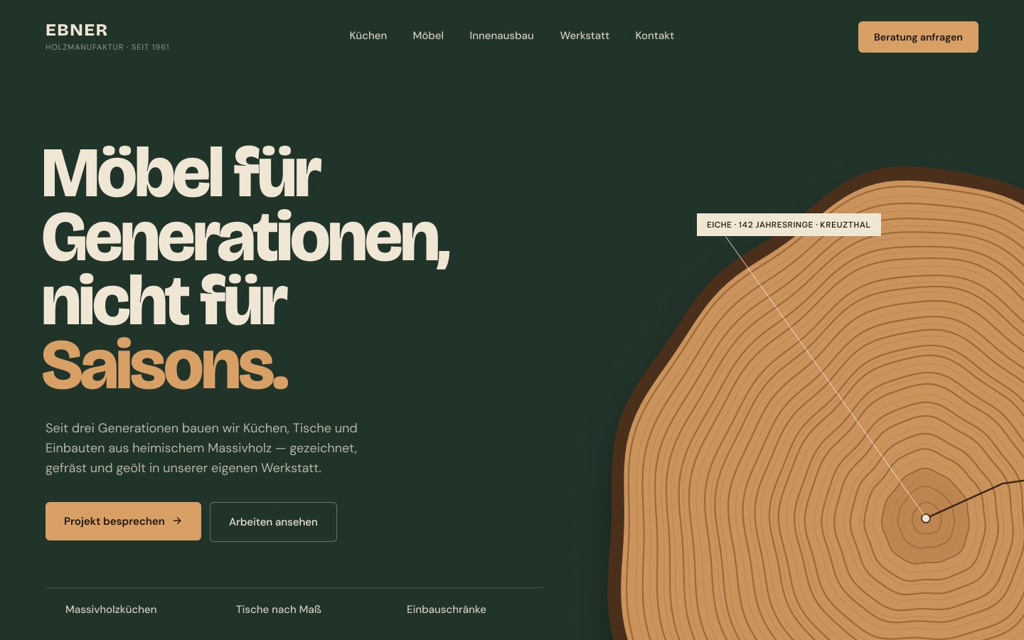 Startseite der Website Ebner
