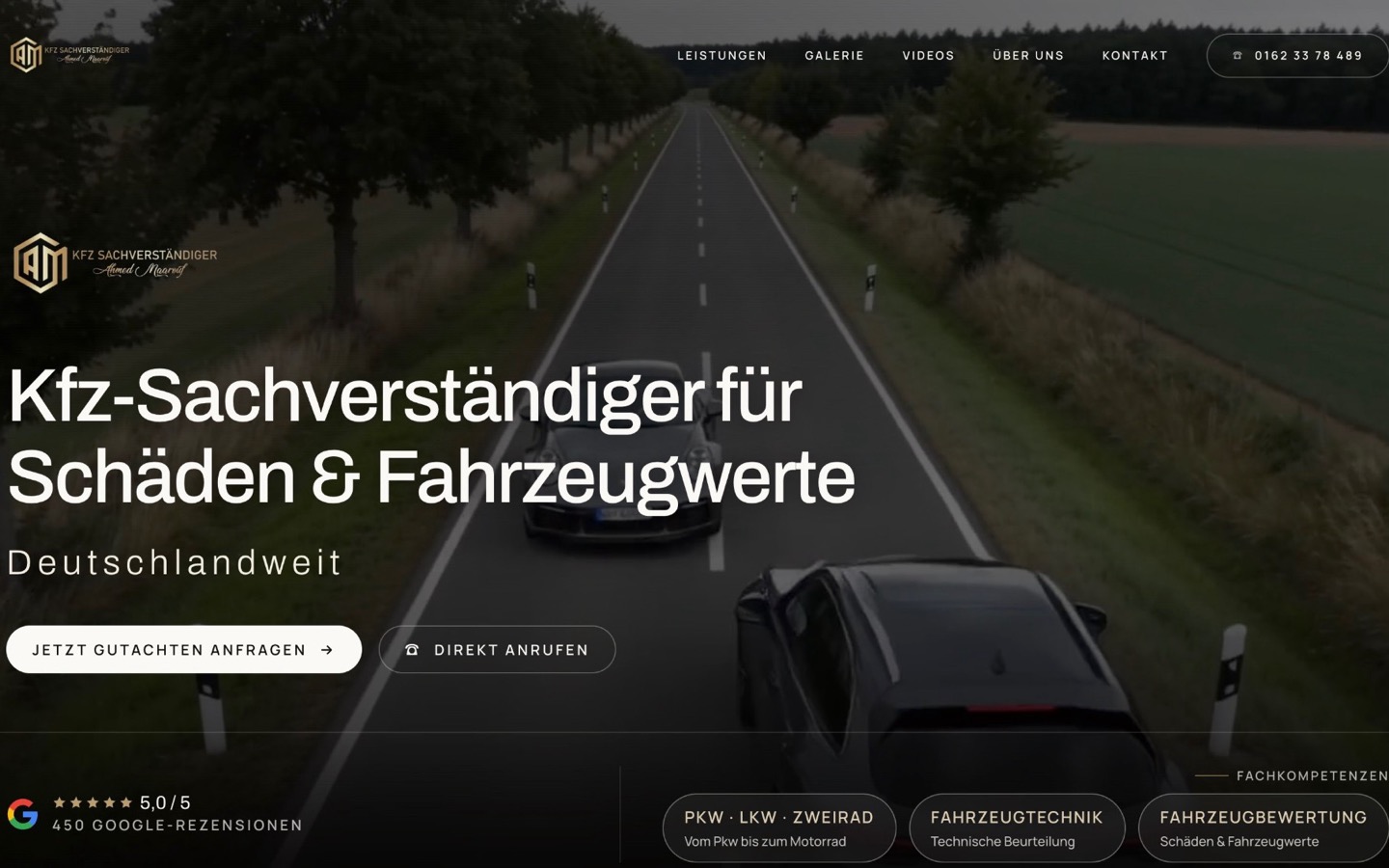 Startseite der Website Kfz-Sachverständiger Maarouf